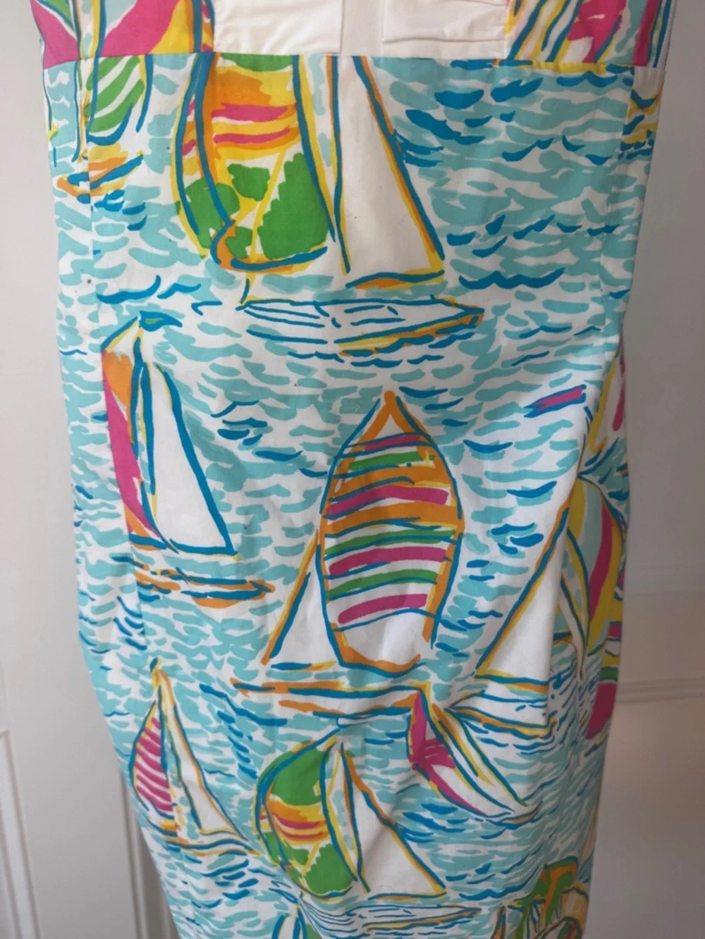 Lilly Pulitzer Size 8 You Gotta Regatta Sailboats Strapless Dress Nautical Pink - Picture 3 of 5